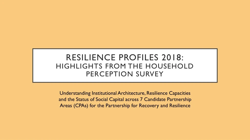 resilience profiles 2018 highlights from the household perception survey