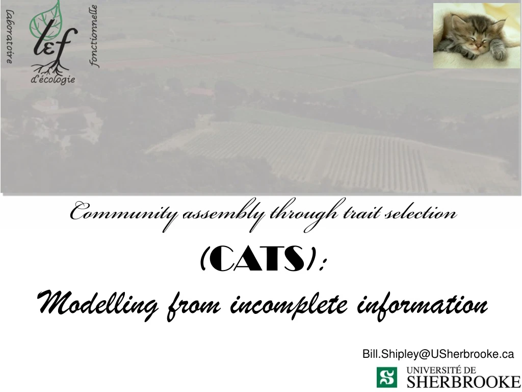community assembly through trait selection cats