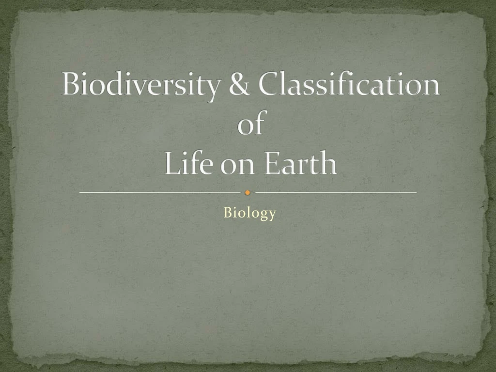 biodiversity classification of life on earth