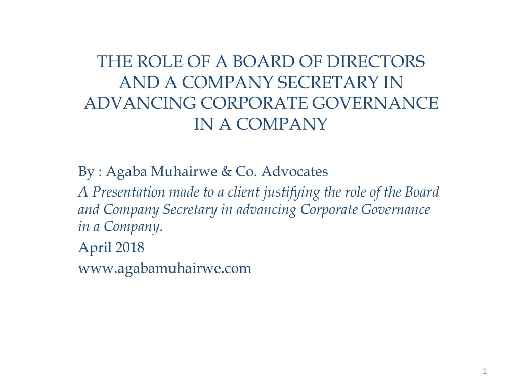 the role of a board of directors and a company