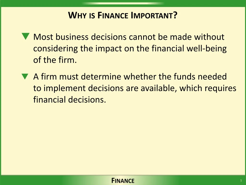 why is finance important