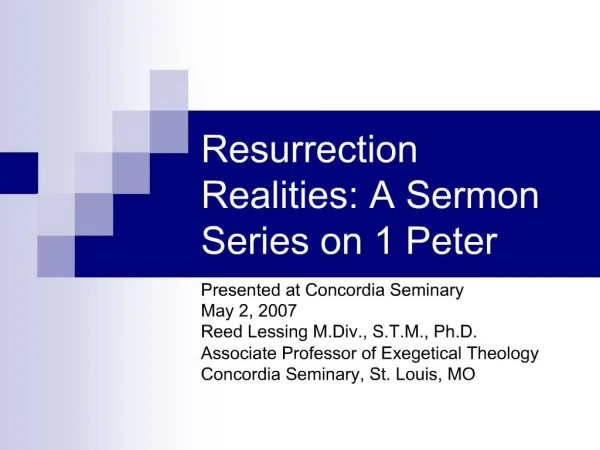 Resurrection Realities: A Sermon Series on 1 Peter