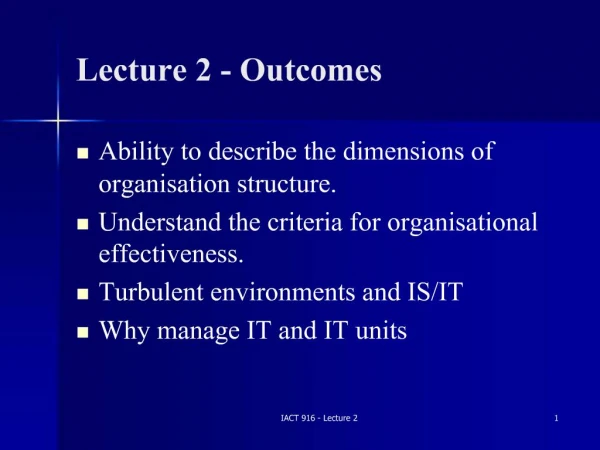 Lecture 2 - Outcomes