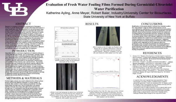 Evaluation of Fresh Water Fouling Films Formed During Germicidal-Ultraviolet Water Purification Katherine Ayling, Anne