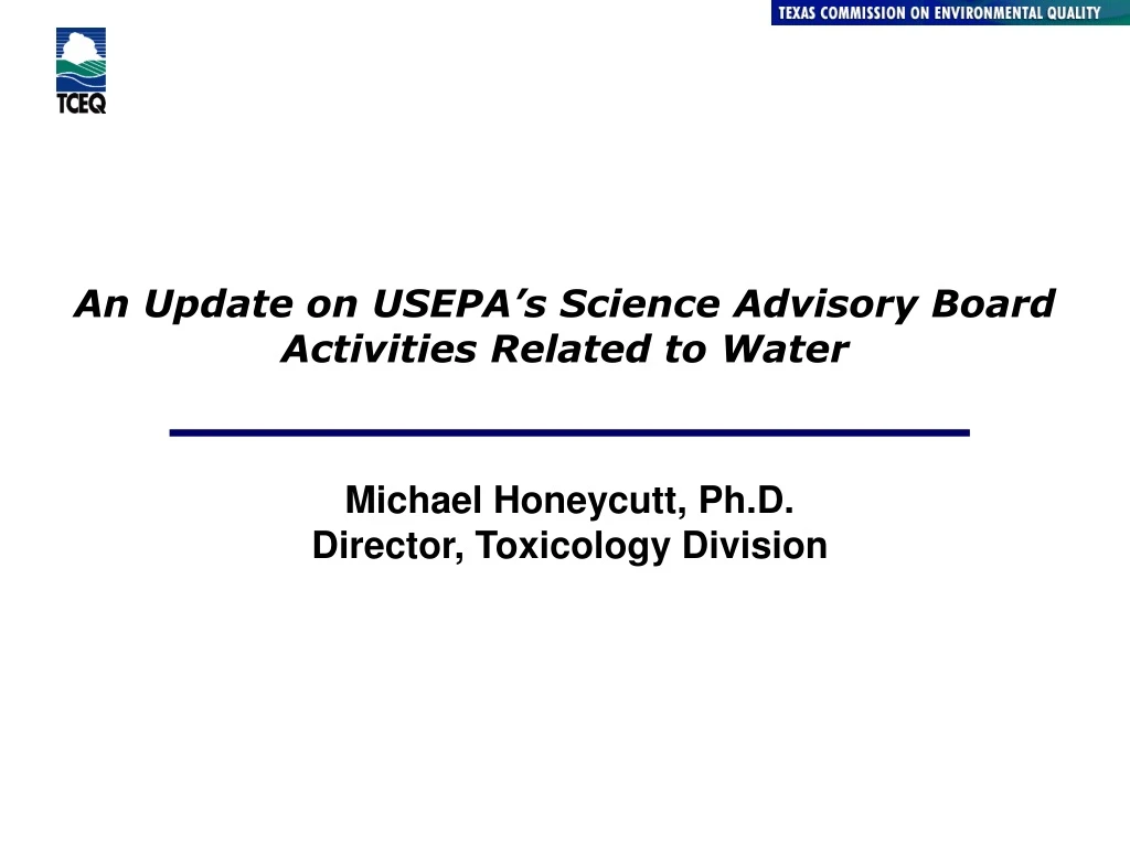 an update on usepa s science advisory board activities related to water