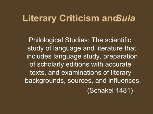Literary Criticism and Sula