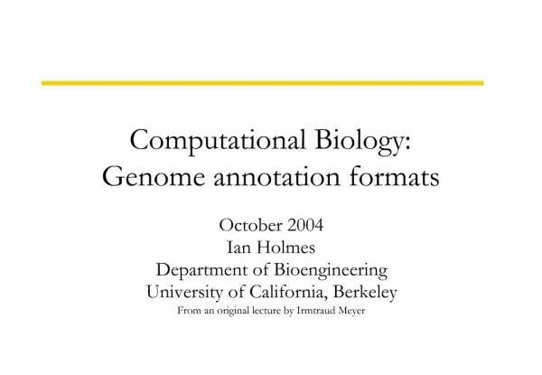 Computational Biology: Genome annotation formats