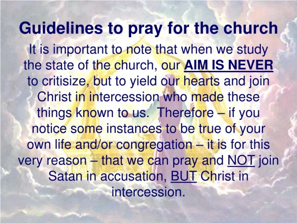 Guidelines to pray for the church