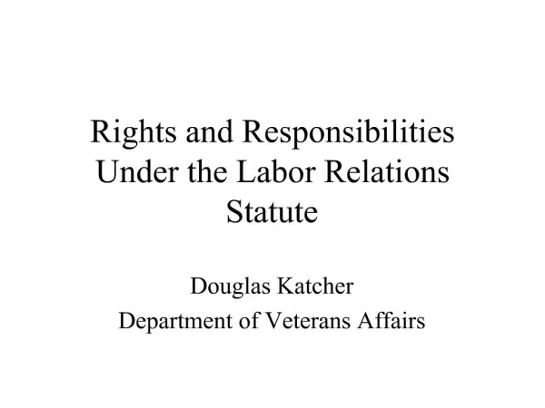 Rights and Responsibilities Under the Labor Relations Statute