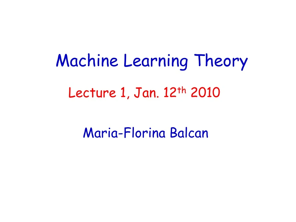 machine learning theory