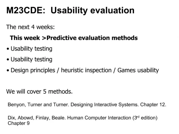M23CDE: Usability evaluation