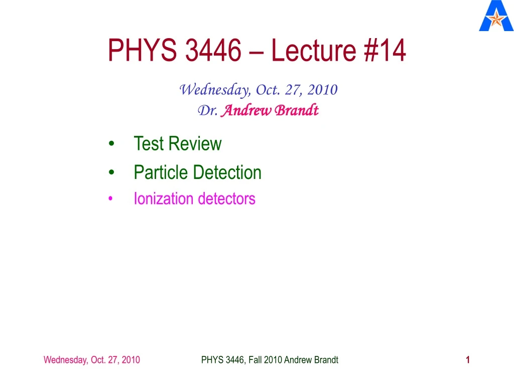 phys 3446 lecture 14