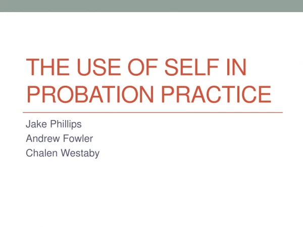 The use of self in probation practice