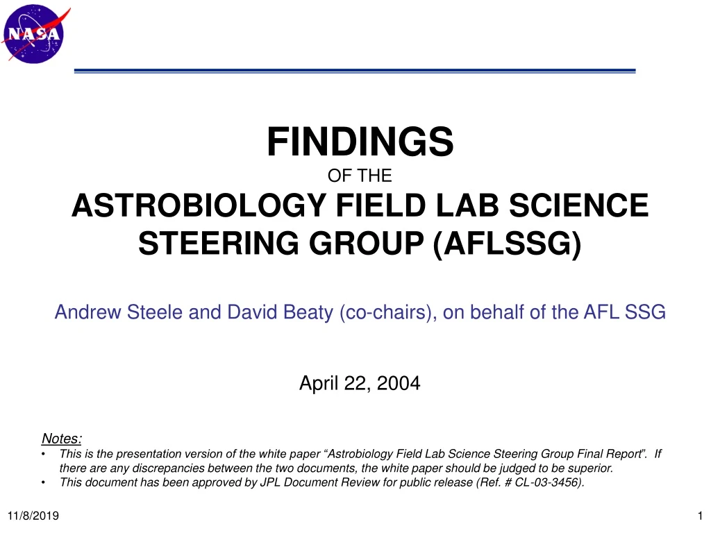 findings of the astrobiology field lab science