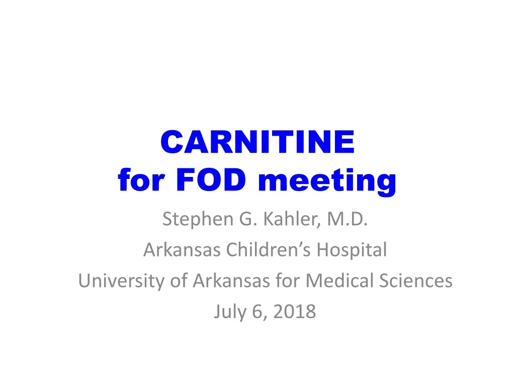 carnitine for fod meeting