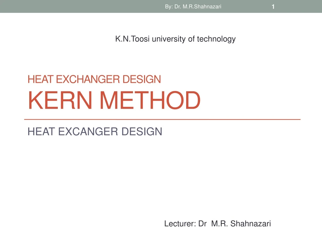 heat exchanger design kern method