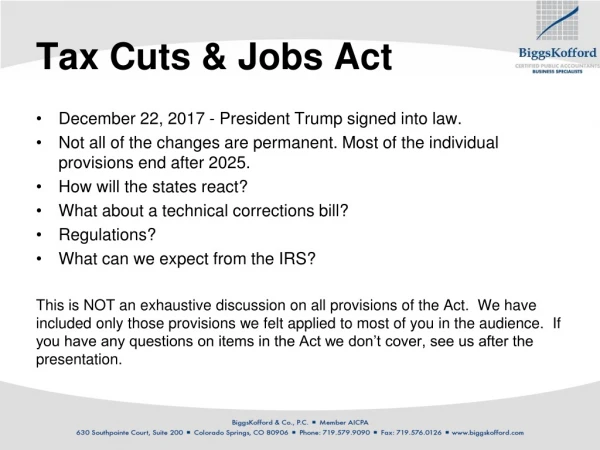 Tax Cuts &amp; Jobs Act