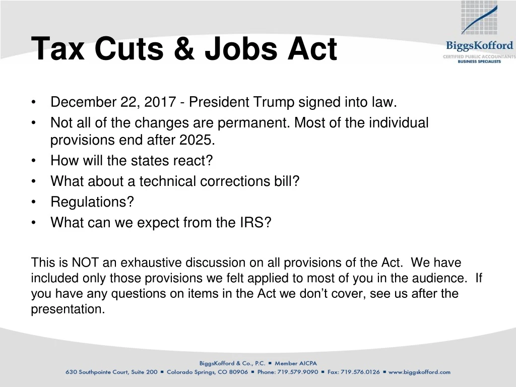tax cuts jobs act