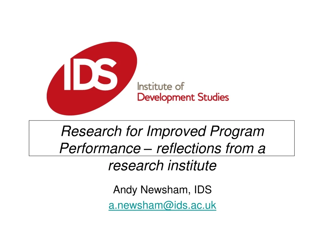 research for improved program performance reflections from a research institute
