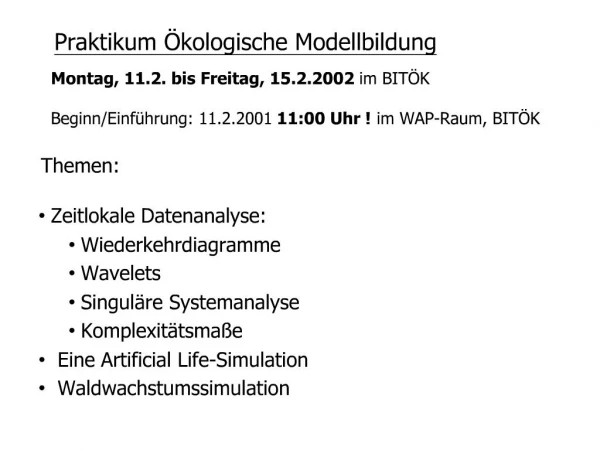 Praktikum kologische Modellbildung