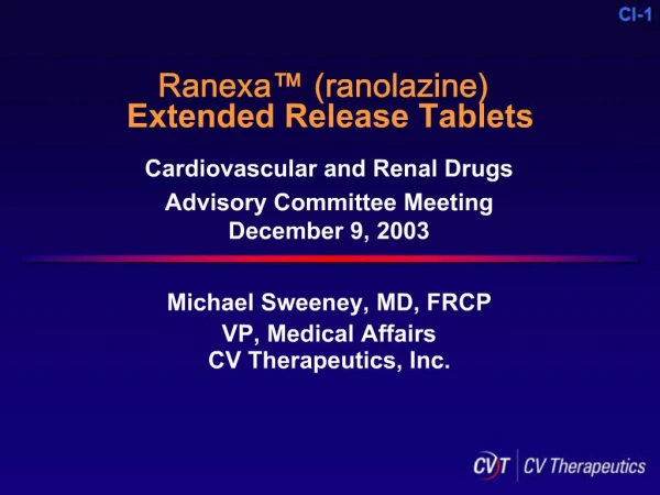 Ranexa ranolazine Extended Release Tablets
