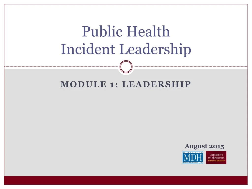 public health incident leadership
