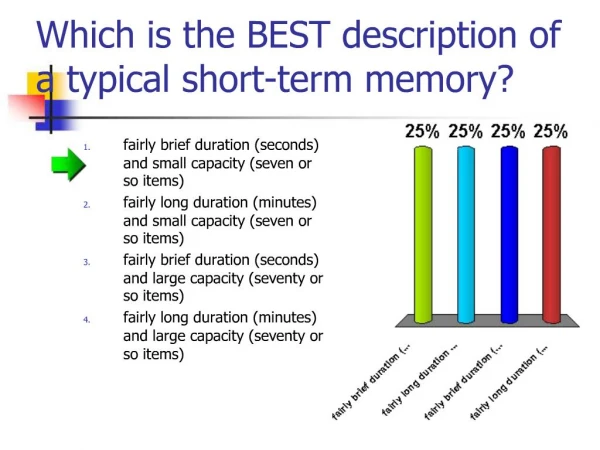 Which is the BEST description of a typical short-term memory