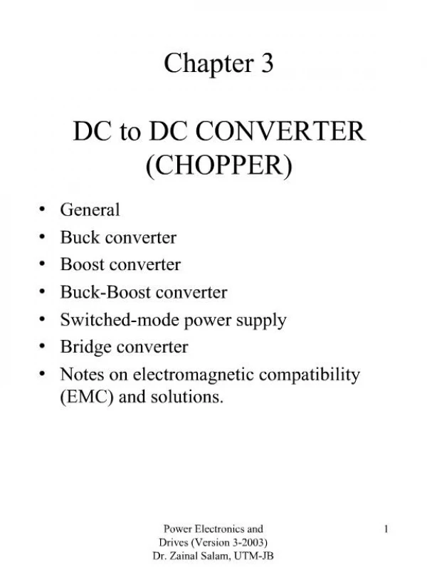 Chapter 3 DC to DC CONVERTER CHOPPER