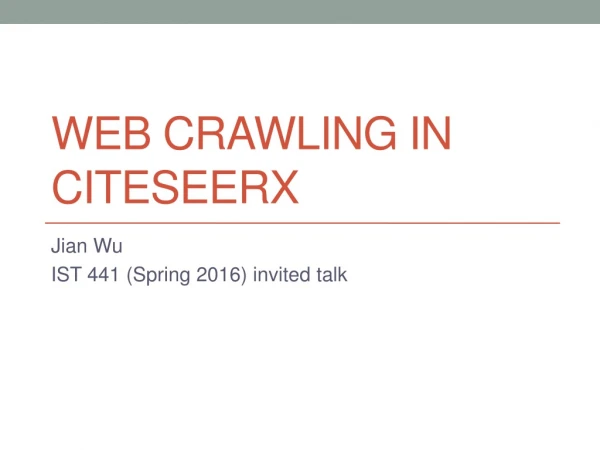 web crawling in CiteSeerX