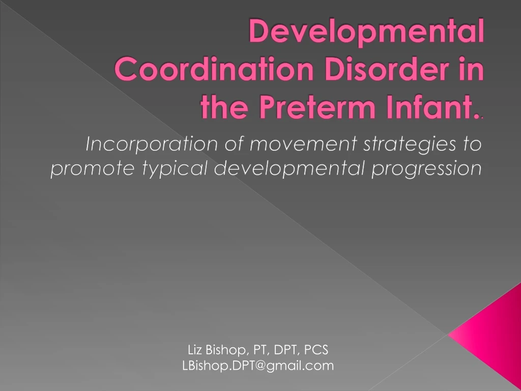 developmental coordination disorder in the preterm infant