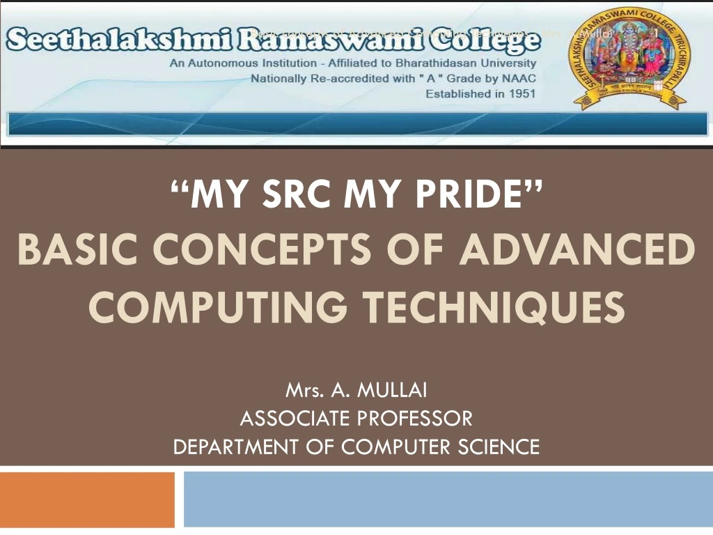my src my pride basic concepts of advanced computing techniques