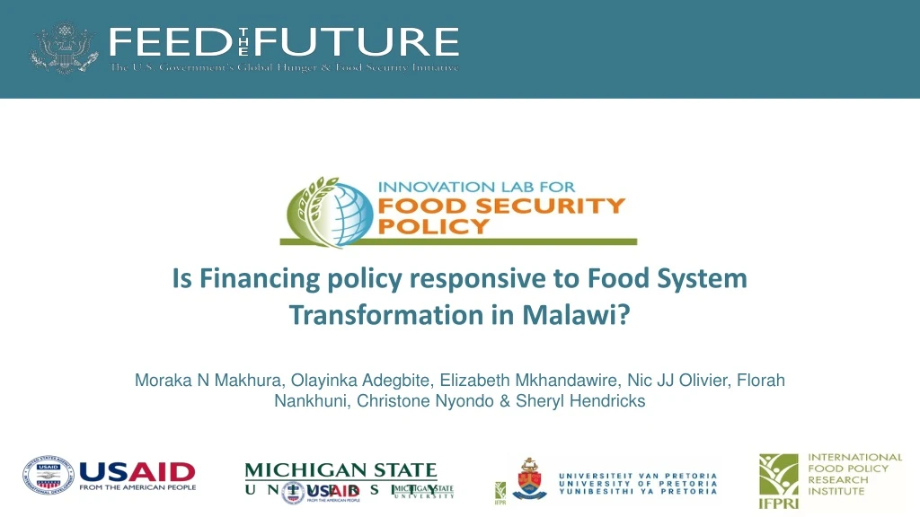 is financing policy responsive to food system