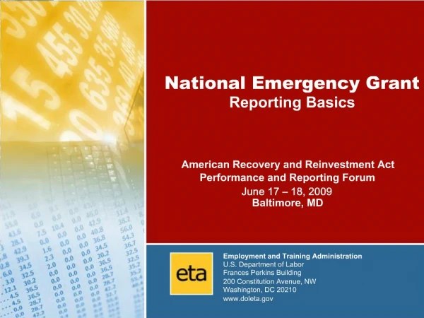 National Emergency Grant Reporting Basics