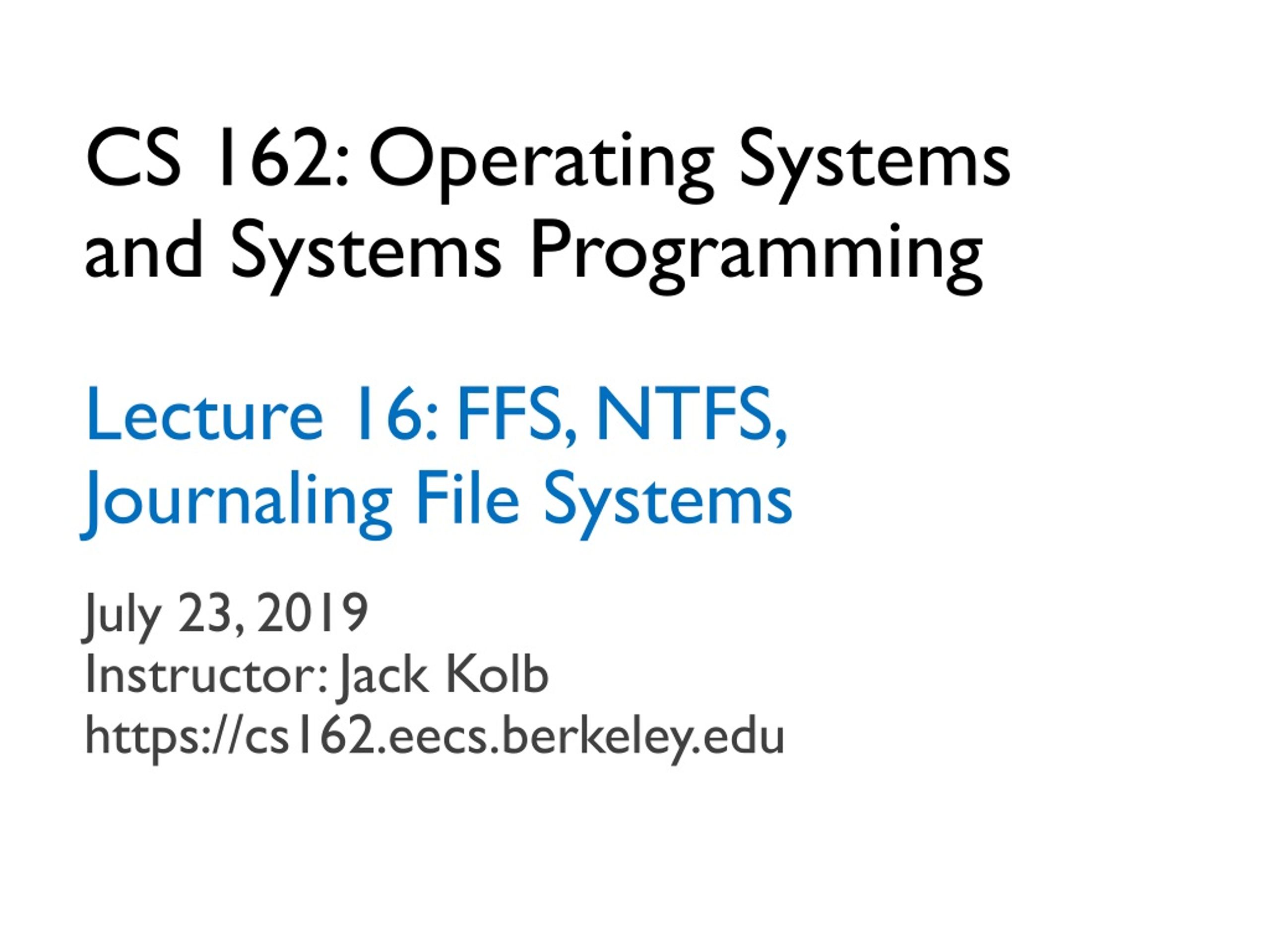PPT - CS 162: Operating Systems and Systems Programming PowerPoint ...
