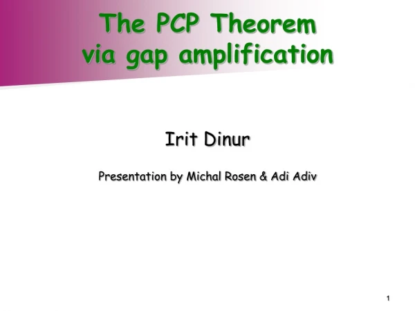 The PCP Theorem via gap amplification