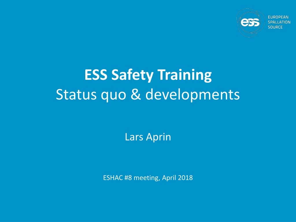 ess safety training status quo developments