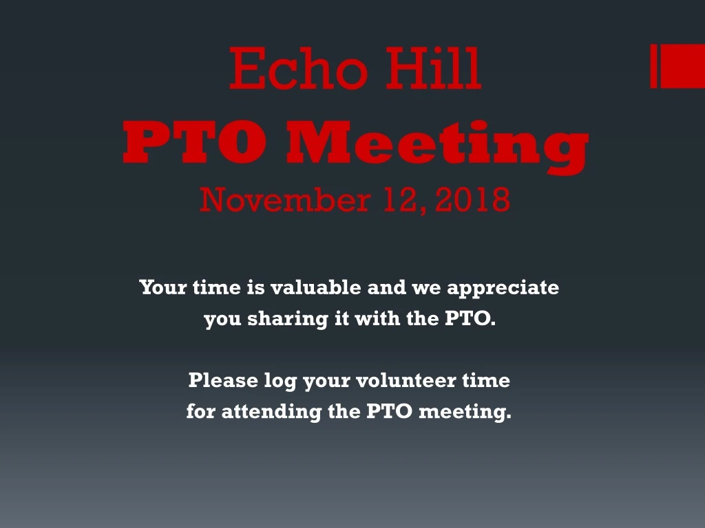 echo hill pto meeting november 12 2018