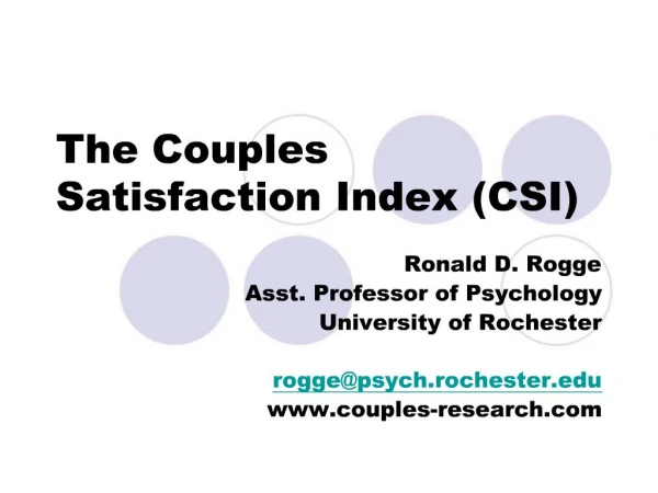 The Couples Satisfaction Index (CSI)