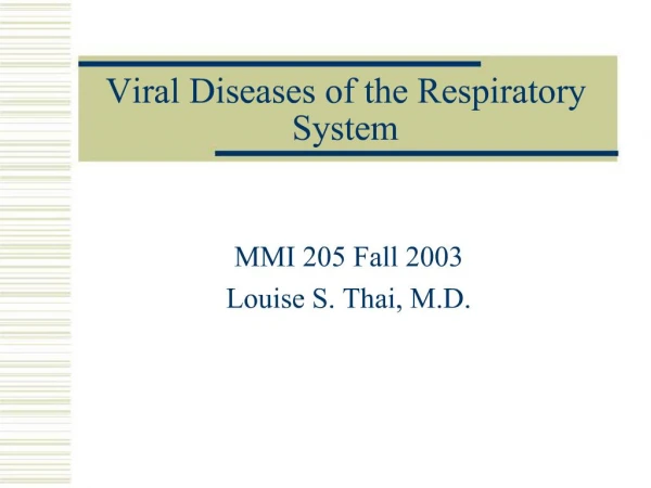 Viral Diseases of the Respiratory System