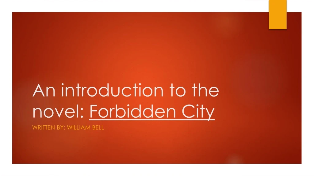 an introduction to the novel forbidden city