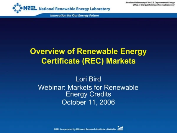 Overview of Renewable Energy Certificate REC Markets