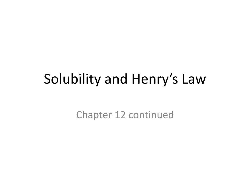 solubility and henry s law