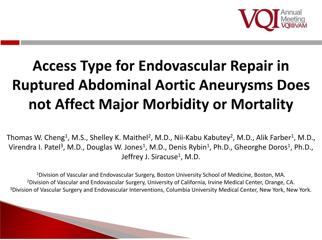 access type for endovascular repair in ruptured