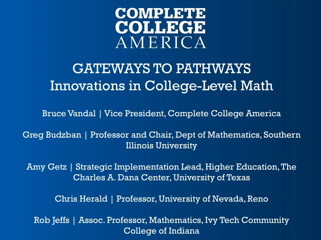 gateways to pathways innovations in college level