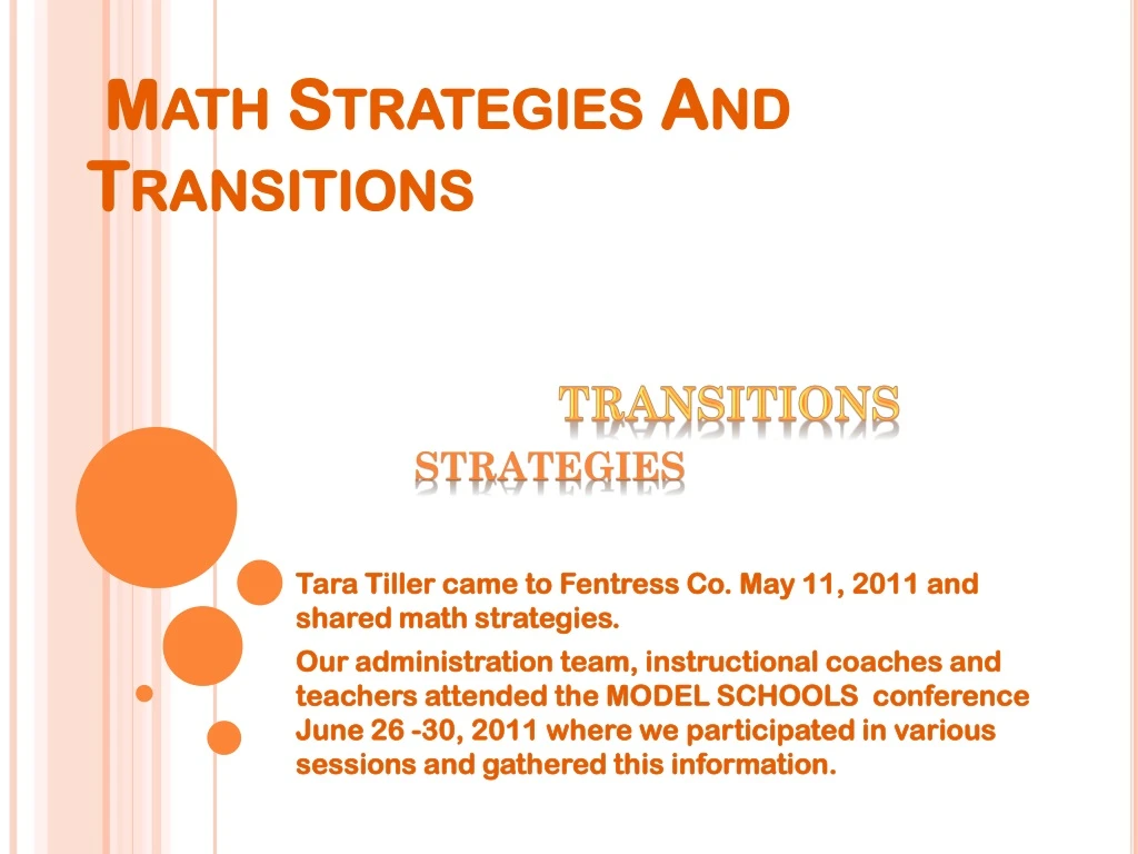 math strategies and transitions