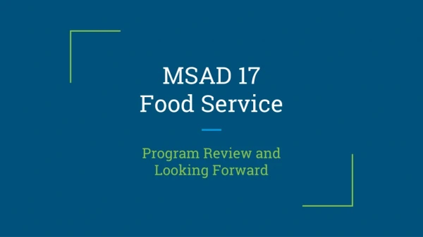 MSAD 17 Food Service