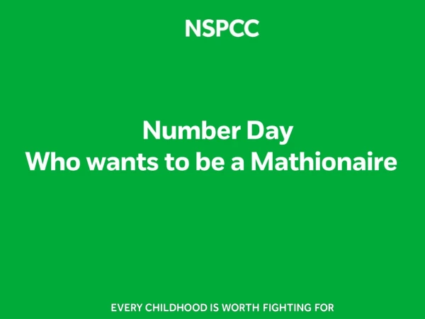Number Day Who wants to be a Mathionaire ?
