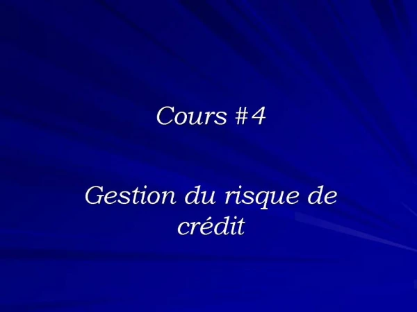 Cours 4