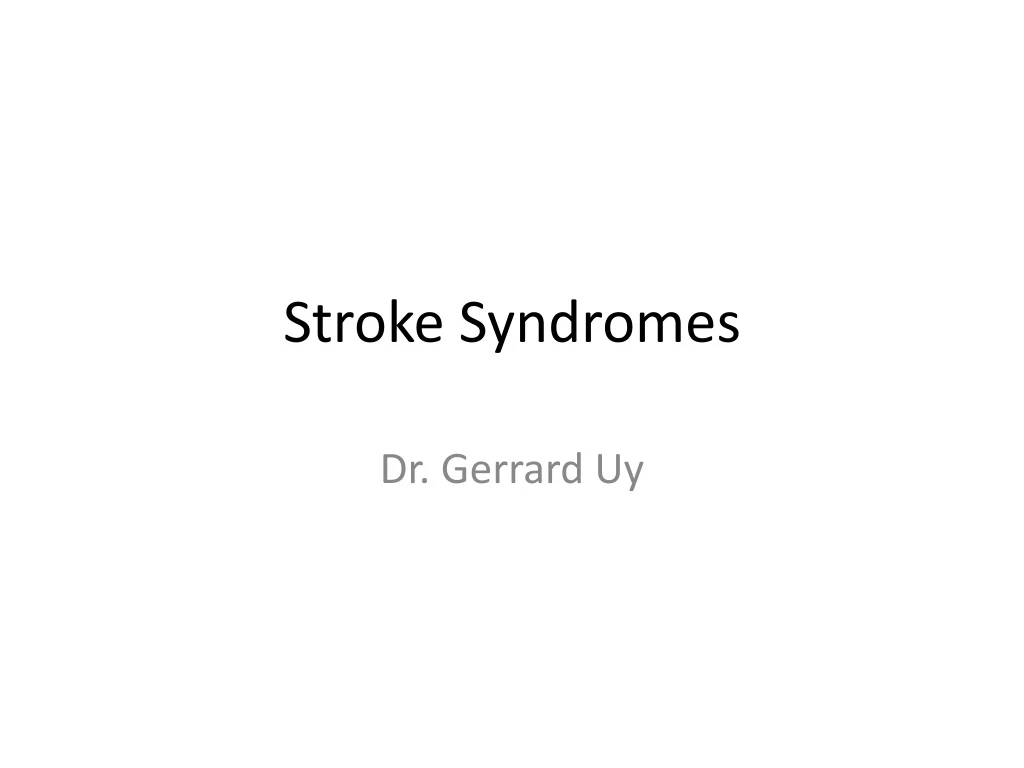 stroke syndromes