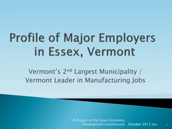 Profile of Major Employers in Essex, Vermont